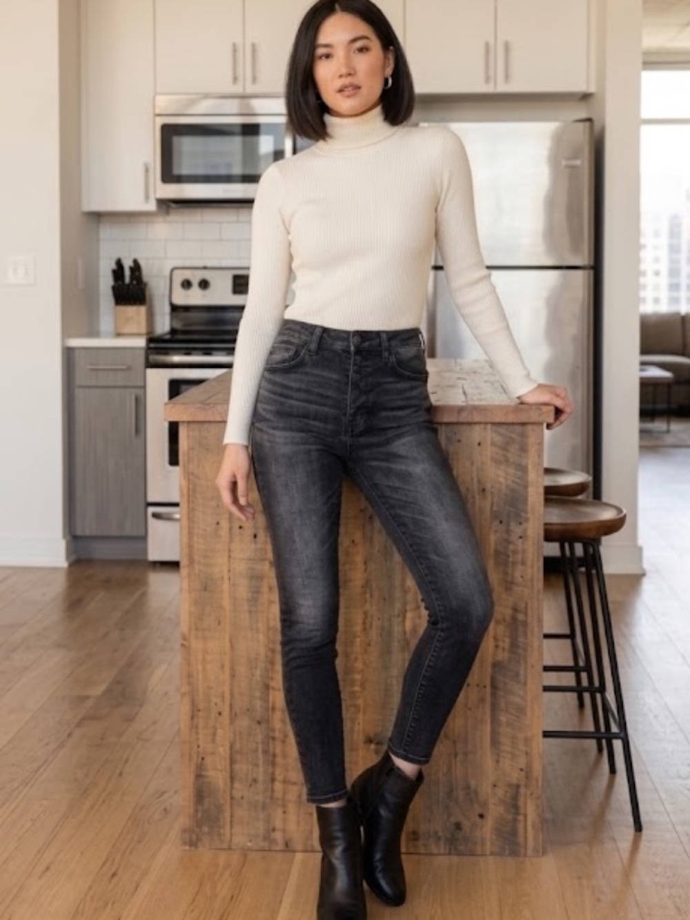 MOUSSY Fleetwood Japan High Rise Skinny Jeans Washed Black Charcoal Size 26
HH